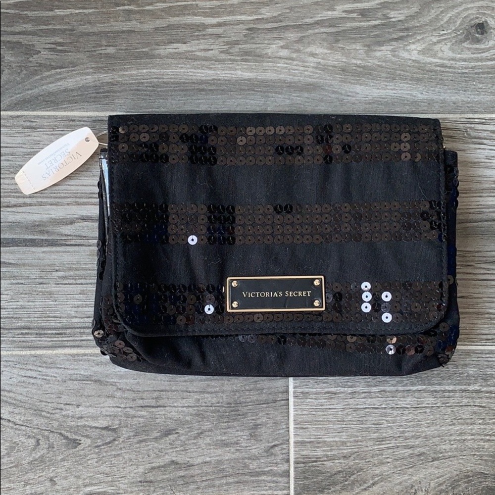 New Victoria’s Secret Black Sequin Cosmetic Bag